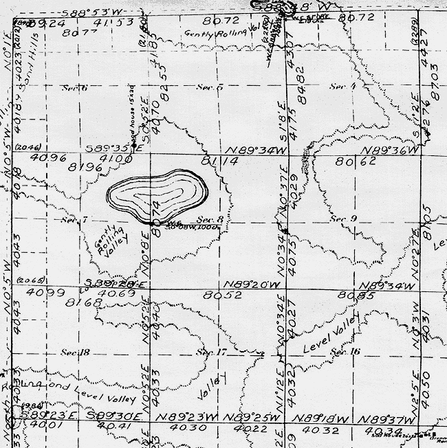 [Land office survey of Downing Lake area.]