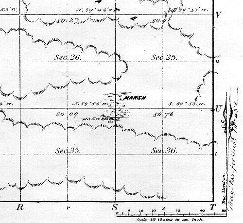 [Land office survey of marsh.]